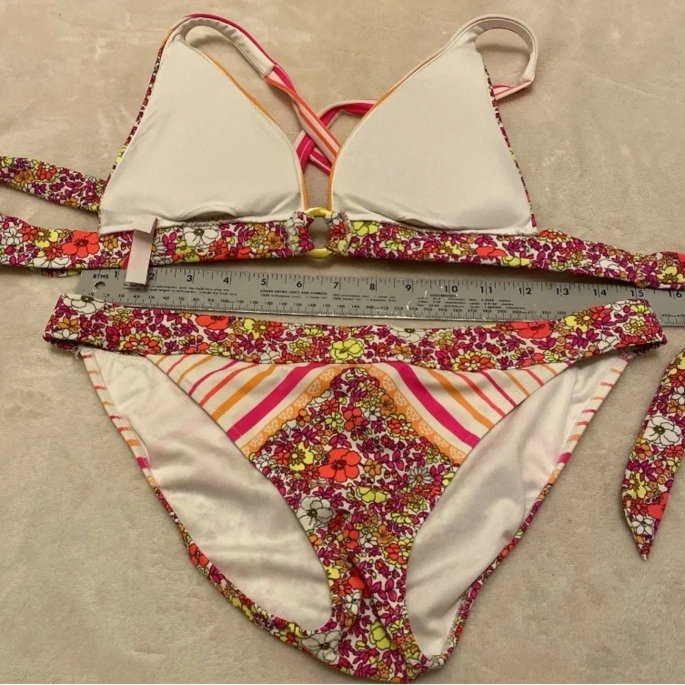 Victoria's Secret Multicolor Neon Floral and Striped Bikini